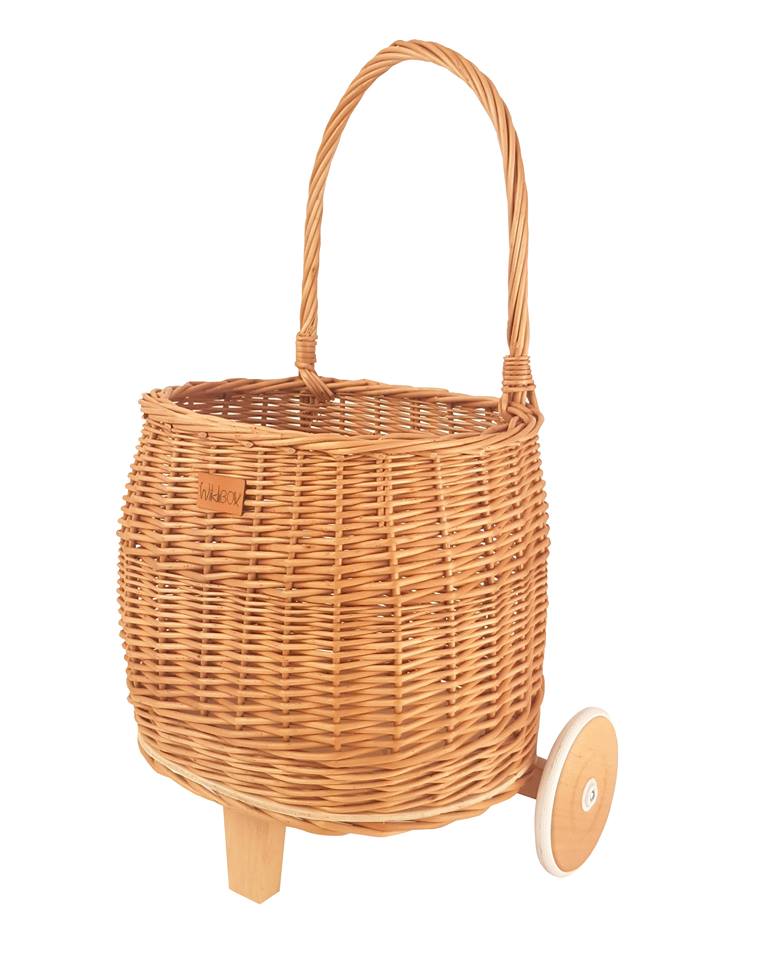 Natural Wicker Basket on Wheel